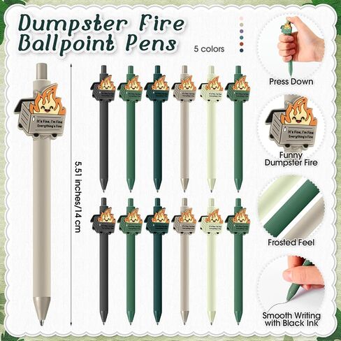 12 Sets Nurse Appreciation Gifts Dumpster Fire Ballpoint Pens Rn Badge Holders ID Reel Positive Bookmarks Funny Nurse Week Gifts for Graduation Nursing Assistants Practitioner Doctor Coworkers in Kuwait