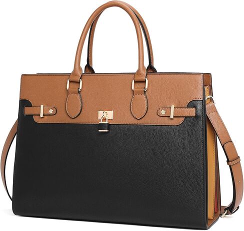 CLUCI Leather Briefcase for Women 15.6" Large Laptop Bag Computer Shoulder Bag Napa Pattern in Kuwait