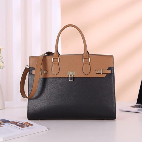 CLUCI Leather Briefcase for Women 15.6" Large Laptop Bag Computer Shoulder Bag Napa Pattern in Kuwait