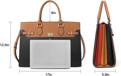 CLUCI Leather Briefcase for Women 15.6" Large Laptop Bag Computer Shoulder Bag Napa Pattern in Kuwait