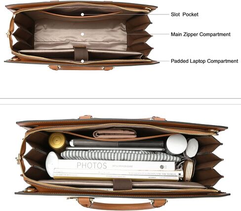 CLUCI Leather Briefcase for Women 15.6" Large Laptop Bag Computer Shoulder Bag Napa Pattern in Kuwait