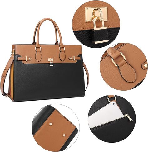 CLUCI Leather Briefcase for Women 15.6" Large Laptop Bag Computer Shoulder Bag Napa Pattern in Kuwait