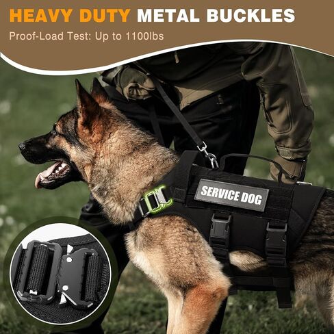 WINSEE Tactical Dog Harness with Dog Leash, Service Working MOLLE Vest with 10 Pet Patches for Medium Dog, No Pull Military Harness and Backpack for Training Hunting Walking in Saudi Arabia