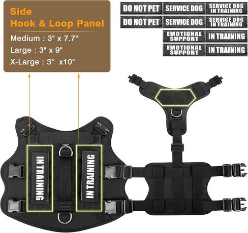WINSEE Tactical Dog Harness with Dog Leash, Service Working MOLLE Vest with 10 Pet Patches for Medium Dog, No Pull Military Harness and Backpack for Training Hunting Walking in Saudi Arabia