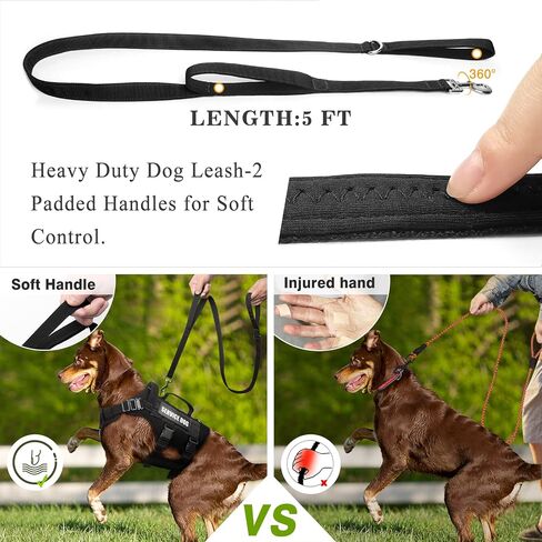 WINSEE Tactical Dog Harness with Dog Leash, Service Working MOLLE Vest with 10 Pet Patches for Medium Dog, No Pull Military Harness and Backpack for Training Hunting Walking in Saudi Arabia