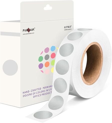 PARLAIM 1000 Pack 0.5 inch Diameter Round Dot Stickers, Silver Color-Code Circle Labels in Kuwait