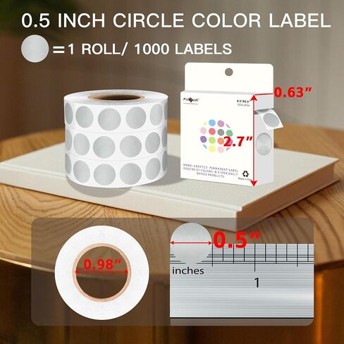 PARLAIM 1000 Pack 0.5 inch Diameter Round Dot Stickers, Silver Color-Code Circle Labels in Kuwait