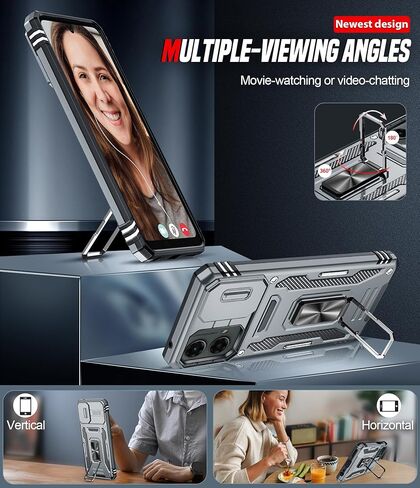 LeYi for Moto G-5G-2024 Case: [NOT FIT G 5G 2023/2022] Motorola G 5G 2024 Case with Magnetic Stand & Slide Camera Cover, Heavy Duty Protective Funda para G 5G 2024, Navy Blue in Kuwait