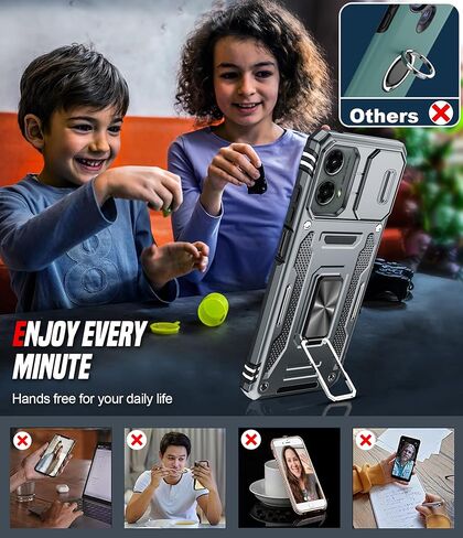 LeYi for Moto G-5G-2024 Case: [NOT FIT G 5G 2023/2022] Motorola G 5G 2024 Case with Magnetic Stand & Slide Camera Cover, Heavy Duty Protective Funda para G 5G 2024, Navy Blue in Kuwait