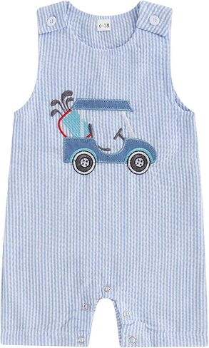 Newborn Baby Boy Tank Romper Summer Striped Sleeveless Jumpsuit Baby 1st Birthday Hole in One Golf Outfit in Saudi Arabia