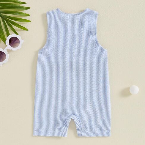 Newborn Baby Boy Tank Romper Summer Striped Sleeveless Jumpsuit Baby 1st Birthday Hole in One Golf Outfit in Saudi Arabia