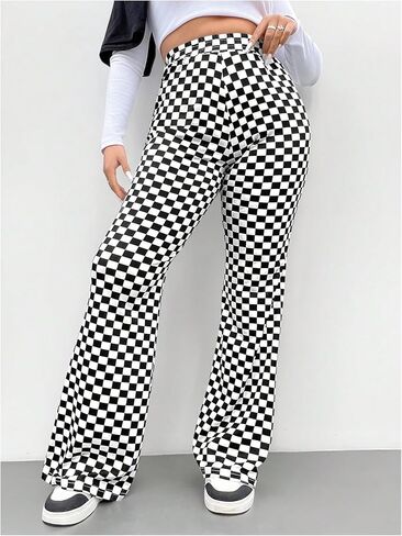 WDIRARA Women's Plus Size Newspaper Print Flare Pants High Waist Causal Long Pants Streetwear in Kuwait