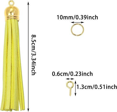 Mini Skater 3.34 Inch Faux Suede Leather Tassels 10Pcs Gold Caps Keychain Tassels Charms 10Pcs Jump Rings 10Pcs Screw Eye Pins for Key Chain Jewelry Making Bracelets Earrings DIY Crafts (Black) in Saudi Arabia