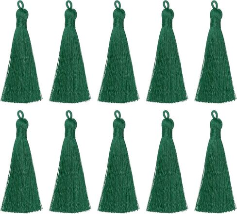 HARFINGTON Bookmark Tassels - 10Pcs 3.5" Silky Soft Tassel with Hanging Loop for Keychain Graduation Handmade DIY Craft Accessory, White in Kuwait
