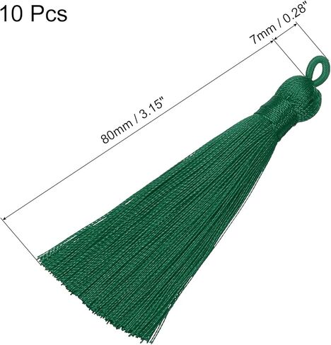 HARFINGTON Bookmark Tassels - 10Pcs 3.5" Silky Soft Tassel with Hanging Loop for Keychain Graduation Handmade DIY Craft Accessory, White in Kuwait