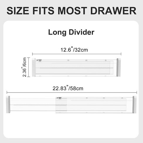 Hiyz Dividers Arviders-12.6-22.8 '' Armable Drager Formers for Offectils ، فواصل الدرج في غرفة النوم ، خزانة الملابس ، المكتب ، الحمام ، الثلاجة ، 3 عبوات طويلة من الفواصل in Saudi Arabia