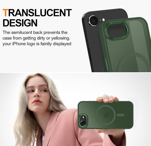 حافظة مغناطيسية لهاتف iPhone 16 Pro مقاس 6.3 بوصات (2024)، [حماية من السقوط من الدرجة العسكرية] [متوافقة مع MagSafe] غطاء هاتف نحيف شفاف غير لامع مضاد للانزلاق للنساء والفتيات والرجال، أسود in Saudi Arabia