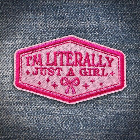 I'm Literally Just A Girl Patch Funny Cutesy Patch Trendy Iron On Embroidery Patch for Caps, Bags, Backpacks, Hat, Jackets, Uniform DIY PVC Gifts for Her Him 3 Inches in Saudi Arabia