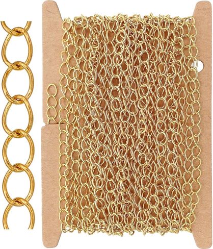 THREENEST 16.4-Feet Width 4mm Stainless Steel Gold Extander Chains, Soldered Cable Craft Tail Curb Chain for Necklace Bracelet Earring Jewelry Making (2182-GOLD-5M) in Saudi Arabia