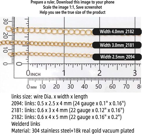 THREENEST 16.4-Feet Width 4mm Stainless Steel Gold Extander Chains, Soldered Cable Craft Tail Curb Chain for Necklace Bracelet Earring Jewelry Making (2182-GOLD-5M) in Saudi Arabia