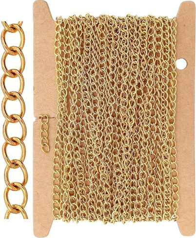THREENEST 16.4-Feet Width 4mm Stainless Steel Gold Extander Chains, Soldered Cable Craft Tail Curb Chain for Necklace Bracelet Earring Jewelry Making (2182-GOLD-5M) in Saudi Arabia