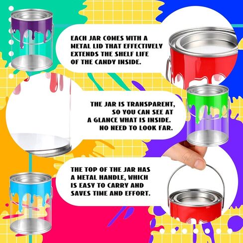 12 PCS Art Paint Party Forms Supplies ، علب الطلاء الفارغة الصافية مع الأغطية ، دلاء بلاستيكية صغيرة ، حاويات شفافة صغيرة لعلاج الديكور Candy Crafts DIY (3.35 × 4.92 بوصة) in Saudi Arabia