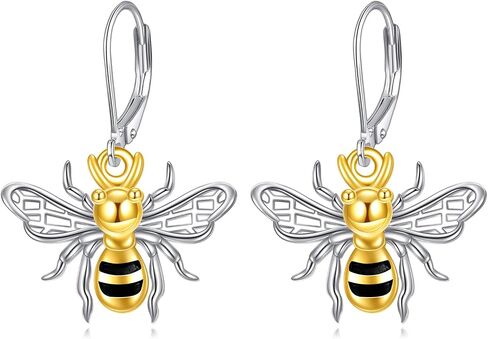 KZX Bee Earrings for Women 925 Sterling Silver Amber Bee Hoop Earrings Zircon 18K Gold Jewelry Mother's Day Gifts for Girlfriend Wife in Saudi Arabia