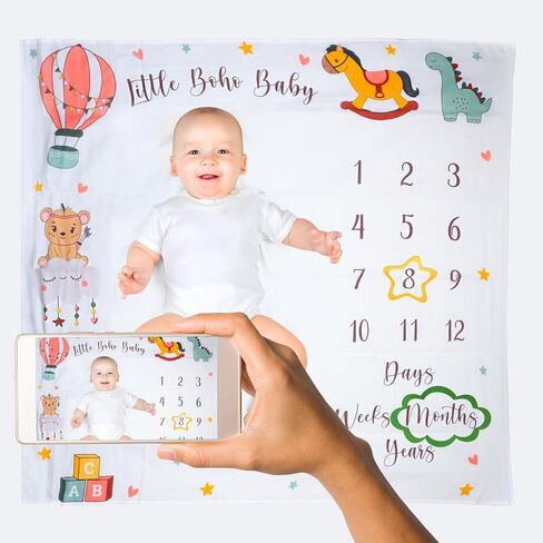 reperkid Baby Milestone Swaddle Blanket Muslin Cotton – Monthly 1-12 Age Growth Keepsake Tracker –2 Frames Included – 47 x 47 Inch' Swaddle Wrap, Baby Essentials, Registry & Gift. in Saudi Arabia