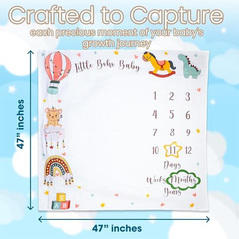reperkid Baby Milestone Swaddle Blanket Muslin Cotton – Monthly 1-12 Age Growth Keepsake Tracker –2 Frames Included – 47 x 47 Inch' Swaddle Wrap, Baby Essentials, Registry & Gift. in Saudi Arabia