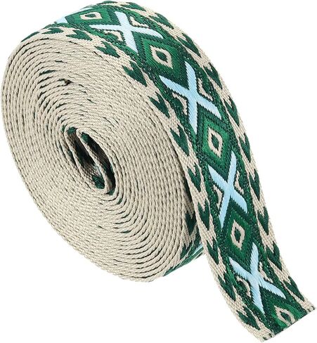 uxcell 5 Yards Cotton Webbing Strap, 1.5-inch(38mm) Jacquard Webbing Ribbon Embroidery Polyester Webbing Straps Purse Strap Belt for Purse Bag Crafts Clothing, Rose Pink-White in Kuwait