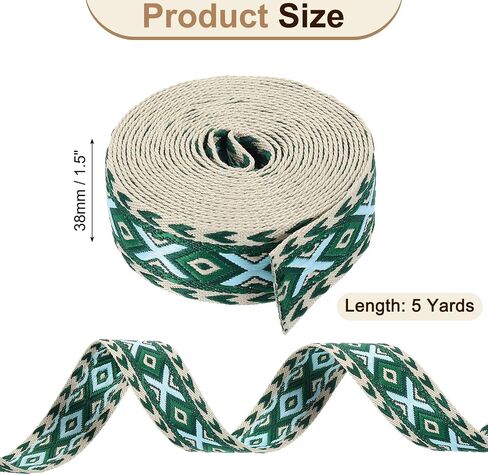 uxcell 5 Yards Cotton Webbing Strap, 1.5-inch(38mm) Jacquard Webbing Ribbon Embroidery Polyester Webbing Straps Purse Strap Belt for Purse Bag Crafts Clothing, Rose Pink-White in Kuwait