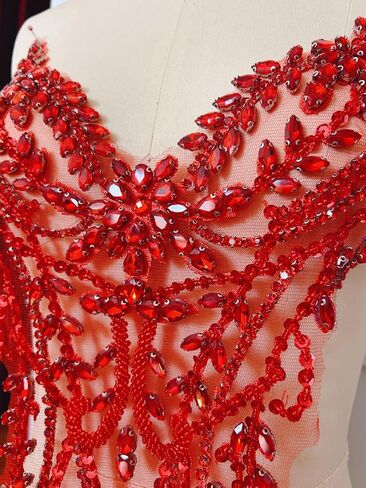 Rhinestones Beaded Bodice Applique Glass Patch Easy to use for Wedding Evening Dance Dress Decoration (AB Color) in Saudi Arabia