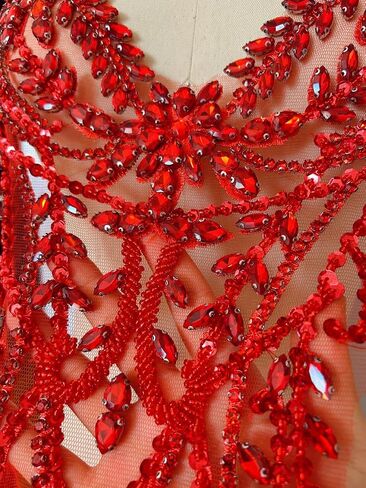 Rhinestones Beaded Bodice Applique Glass Patch Easy to use for Wedding Evening Dance Dress Decoration (AB Color) in Saudi Arabia