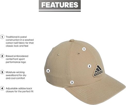 adidas Men's Ultimate Hat Relaxed Crown Adjustable Fit Strapback Cotton Baseball Cap, Black/White in Saudi Arabia