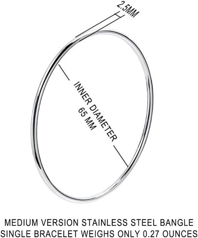 LinnaLove Fashion Shiny Stainless Steel Bangle Bracelets for Women (10mm) in Kuwait