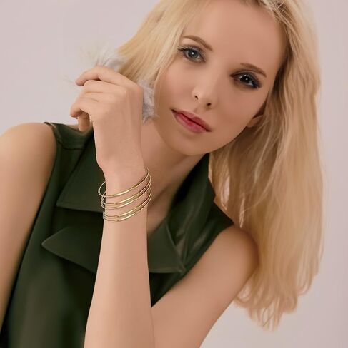 LinnaLove Fashion Shiny Stainless Steel Bangle Bracelets for Women (10mm) in Kuwait