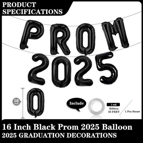 Prom 2025 Balloons Gold 16 Inch ، Gold Prom 2025 Balloons Banner Sign for Tervanive Party Decorations Class of 2025 Congrats Grad in Saudi Arabia