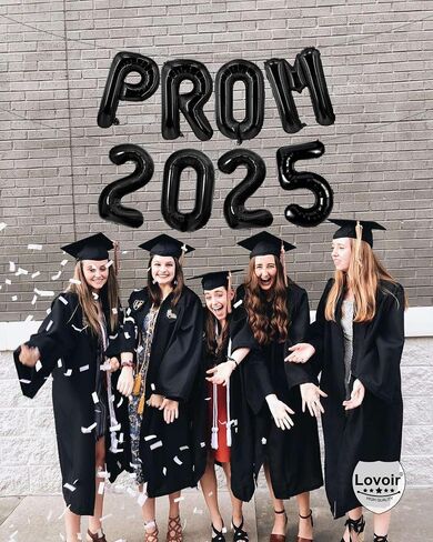 Prom 2025 Balloons Gold 16 Inch ، Gold Prom 2025 Balloons Banner Sign for Tervanive Party Decorations Class of 2025 Congrats Grad in Saudi Arabia