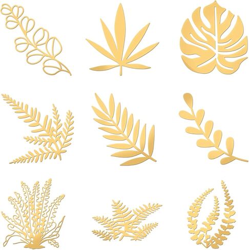 OLYCRAFT 9Pcs Leaf Pattern Golden Brass Stickers Gold Stamping Stickers Leaves Self-adhesive Metal Stickers for Card Making, Scrapbook, DIY Arts Crafts 1.6x1.6 Inch in Saudi Arabia