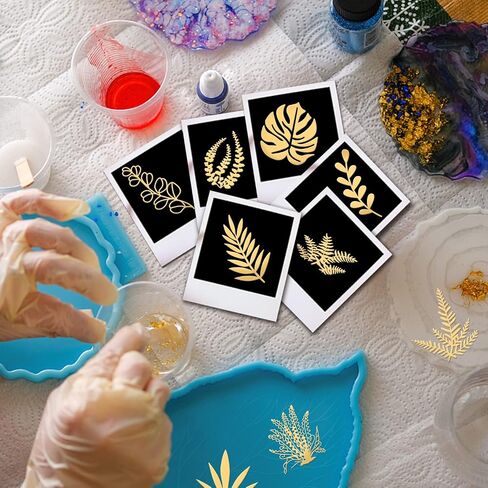OLYCRAFT 9Pcs Leaf Pattern Golden Brass Stickers Gold Stamping Stickers Leaves Self-adhesive Metal Stickers for Card Making, Scrapbook, DIY Arts Crafts 1.6x1.6 Inch in Saudi Arabia