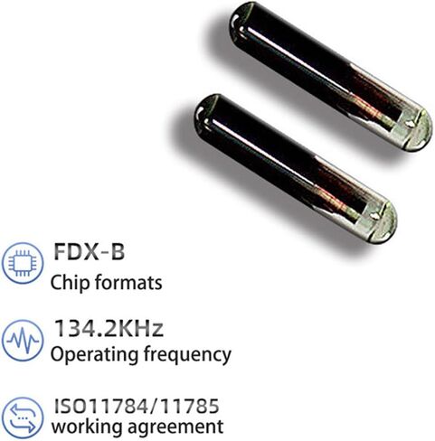 Animal Microchip Pet EM4305 Microchip 134.2KHz FDX-B 20 Pack Animal ID Chip Syringe International Standard (1.25x7mm 20 Pack) in Kuwait