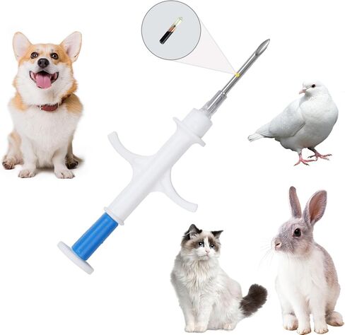 Animal Microchip Pet EM4305 Microchip 134.2KHz FDX-B 20 Pack Animal ID Chip Syringe International Standard (1.25x7mm 20 Pack) in Kuwait