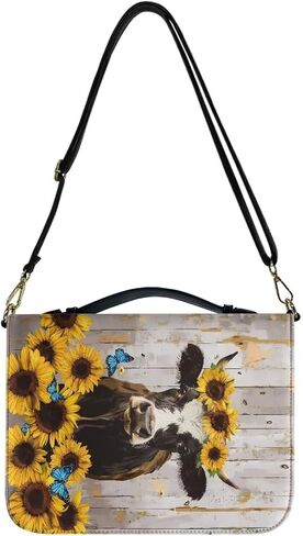 Talayituse Cross Sunflower Hummingbird Pattern Bible Covers for Women Men, Walk By Faith PU Leather Bible Tote Bags Bible Holder Cover with Shoulder Strap, Bible Carrying Case with Handle, 2XL in Kuwait