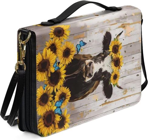 Talayituse Cross Sunflower Hummingbird Pattern Bible Covers for Women Men, Walk By Faith PU Leather Bible Tote Bags Bible Holder Cover with Shoulder Strap, Bible Carrying Case with Handle, 2XL in Kuwait