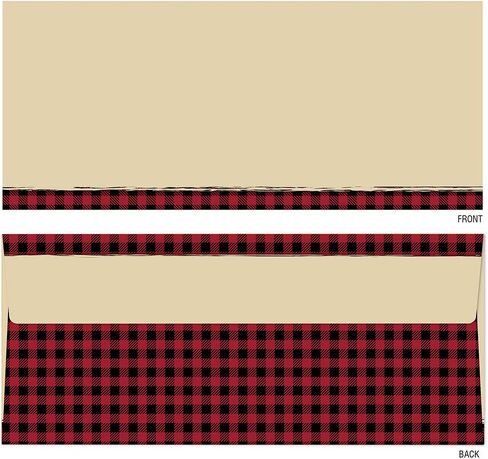 أوراق كبيرة! Buffalo Plaid Reindeer #10 Envelope ، 4.125 "× 9.5" ، 40 Count (2019100) in Kuwait