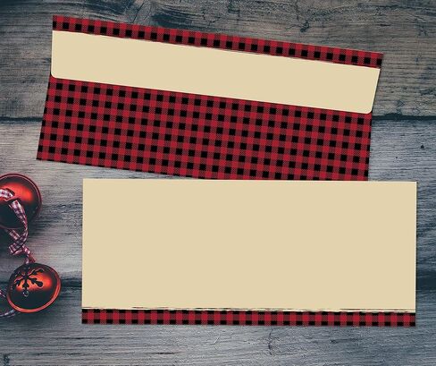 أوراق كبيرة! Buffalo Plaid Reindeer #10 Envelope ، 4.125 "× 9.5" ، 40 Count (2019100) in Kuwait