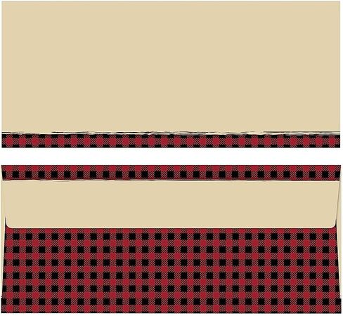 أوراق كبيرة! Buffalo Plaid Reindeer #10 Envelope ، 4.125 "× 9.5" ، 40 Count (2019100) in Kuwait