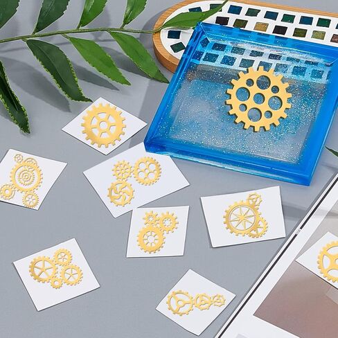 OLYCRAFT 9Pcs Leaf Pattern Golden Brass Stickers Gold Stamping Stickers Leaves Self-adhesive Metal Stickers for Card Making, Scrapbook, DIY Arts Crafts 1.6x1.6 Inch in Saudi Arabia