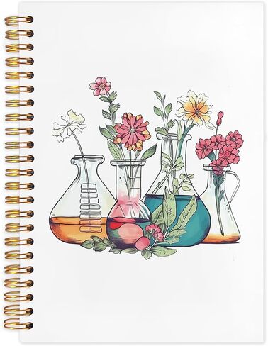 SNNDER Science Teacher Gifts, Floral Beakers Notebook Journal, Chemistry Biology Teacher Gifts, Science Teacher Appreciation Gifts, Hardcover Spiral Notebook 5.5x8.3 Inch in Kuwait
