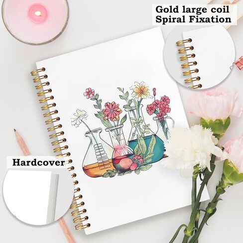 SNNDER Science Teacher Gifts, Floral Beakers Notebook Journal, Chemistry Biology Teacher Gifts, Science Teacher Appreciation Gifts, Hardcover Spiral Notebook 5.5x8.3 Inch in Kuwait